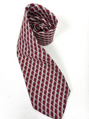 Jos A Bank Executive Collection Luxury Tie Red White Geometric Silk Necktie